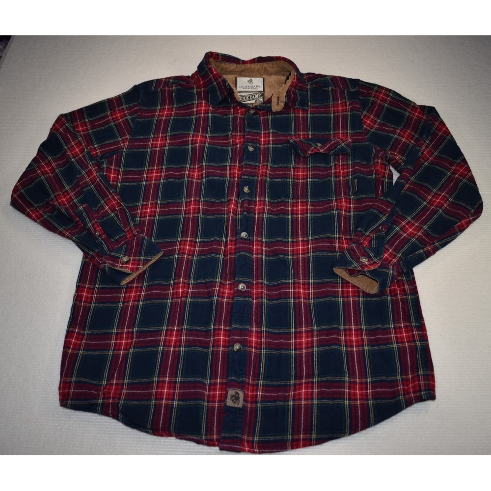Legendary Whitetails Mens Buck Camp Flannel Shirt Plaid Red Green Large Tall
